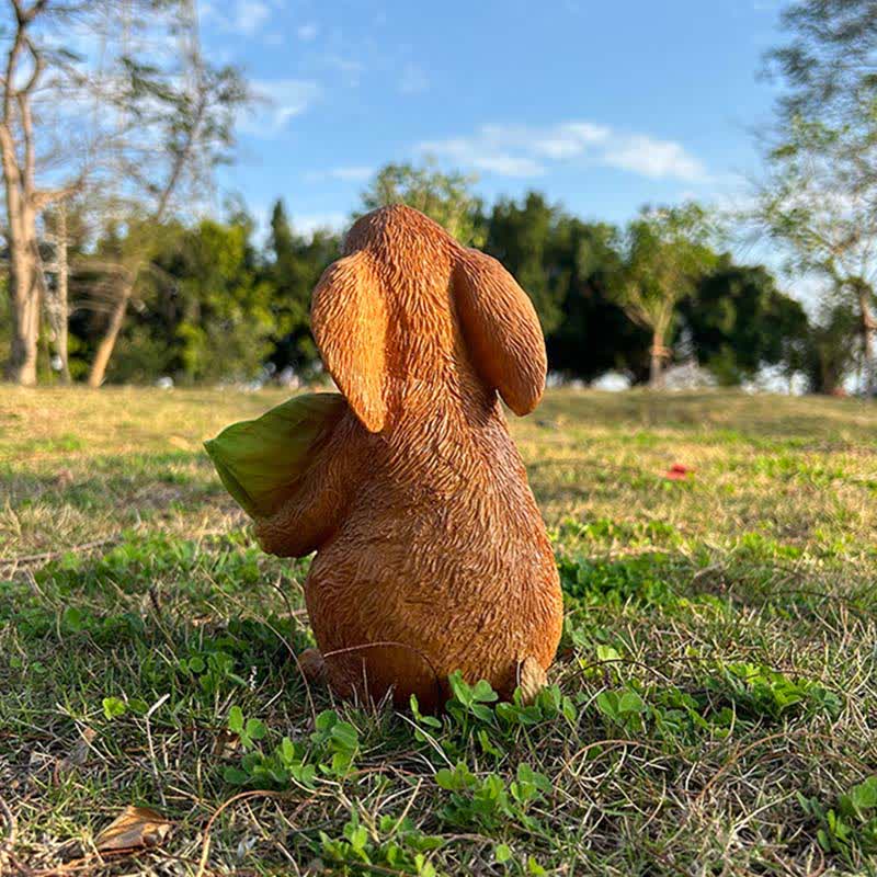 Statua in resina per mangiatoia da giardino a forma di coniglio e uccello - image 3
