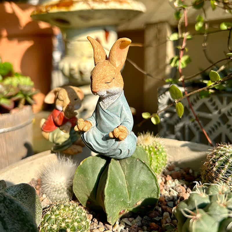 3 sculture da giardino in resina a forma di coniglio in miniatura - image 4