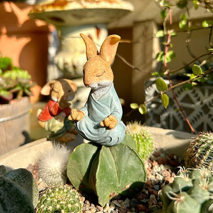 3 sculture da giardino in resina a forma di coniglio in miniatura - image 4