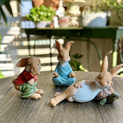 3 sculture da giardino in resina a forma di coniglio in miniatura - image 1