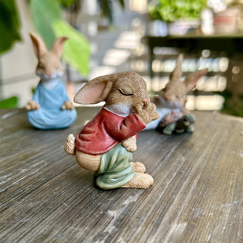 3 sculture da giardino in resina a forma di coniglio in miniatura - image 2