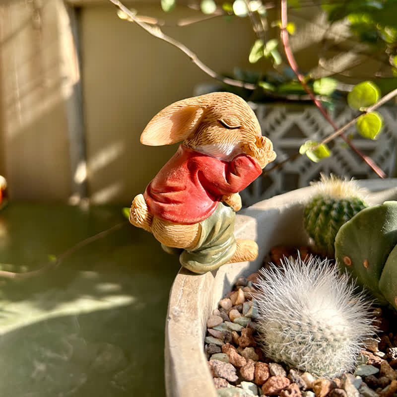 3 sculture da giardino in resina a forma di coniglio in miniatura - image 3