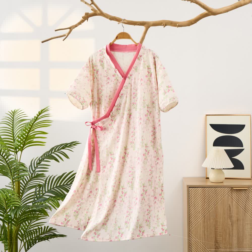 Elegante camicia da notte con stampa floreale e tasca - 2XL - image 0