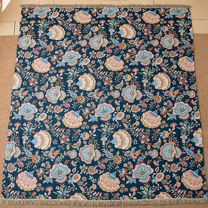 Coperta trapuntata in cotone con nappe floreali boho - image 2