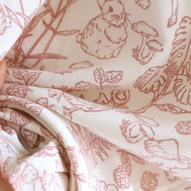 Camicia da notte rustica in cotone con funghi e coniglietti - image 7