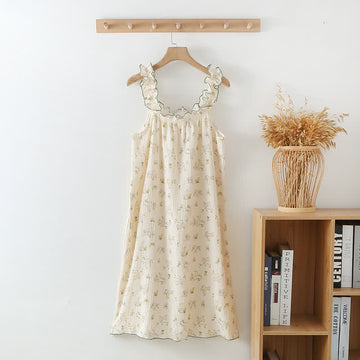 Camicia da notte con volant in cotone e canotta a forma di coniglietto - Beige - XL - image 0
