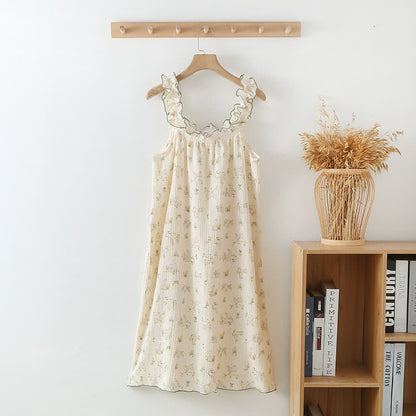 Camicia da notte con volant in cotone e canotta a forma di coniglietto - Beige - XL - image 0