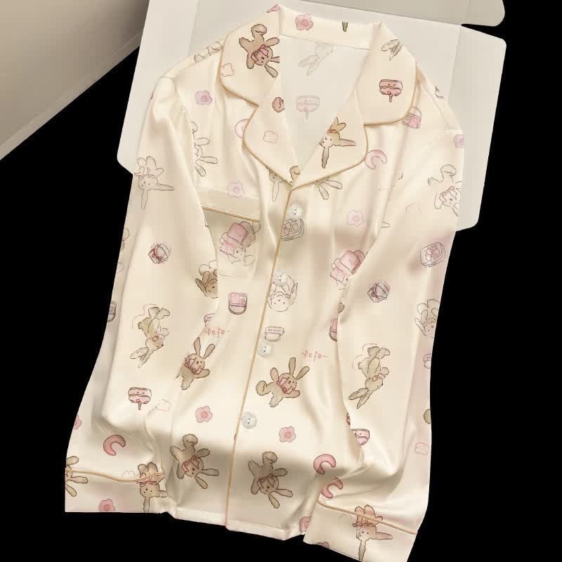 Pigiama con simpatico coniglietto dei cartoni animati - Beige - 2XL - image 0