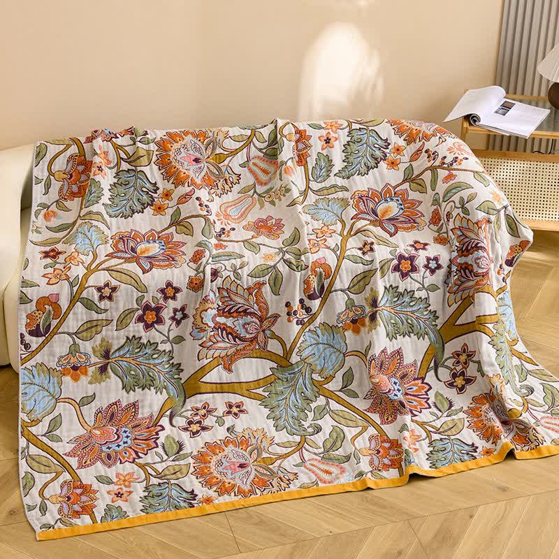 Coperta trapuntata in puro cotone con motivo floreale retrò - image 4