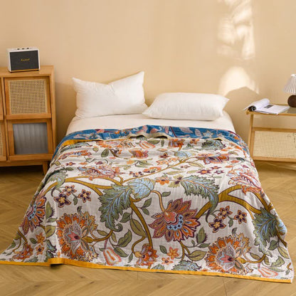 Coperta trapuntata in puro cotone con motivo floreale retrò - Matrimoniale Grande - image 0
