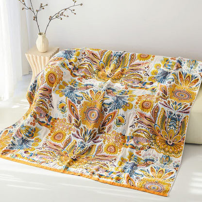 Coperta trapuntata in puro cotone con motivo floreale tropicale - image 3