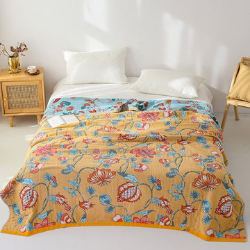 Coperta trapuntata in puro cotone con motivo floreale artistico - Matrimoniale Grande - image 0
