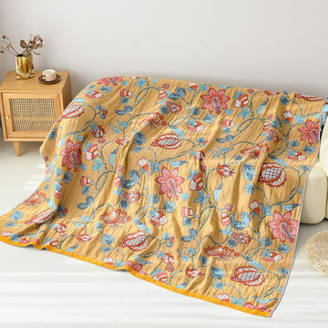 Coperta artistica floreale in puro cotone - 230cm x 250cm - image 0