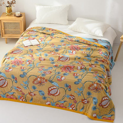 Coperta artistica floreale in puro cotone - image 2