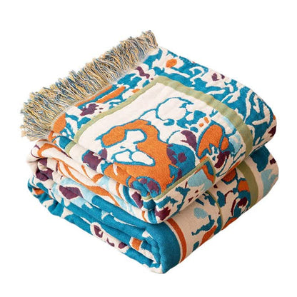 Coperta trapuntata in puro cotone blu retrò - image 4