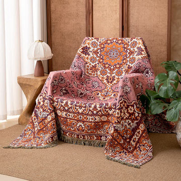 Coperta con nappe in cotone floreale vintage - 200cm x 230cm - image 0
