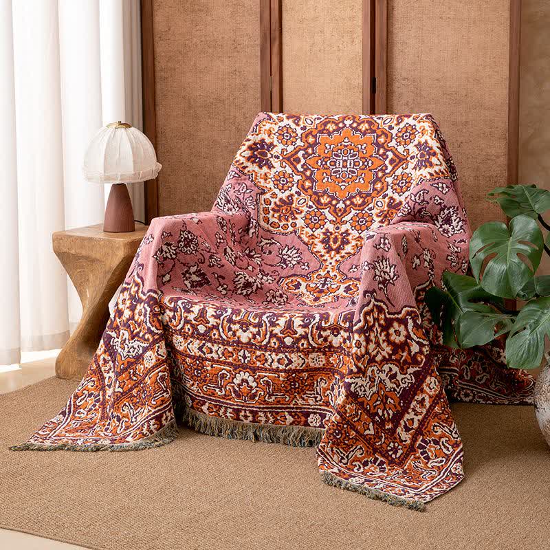 Coperta con nappe in cotone floreale vintage - 200cm x 230cm - image 0