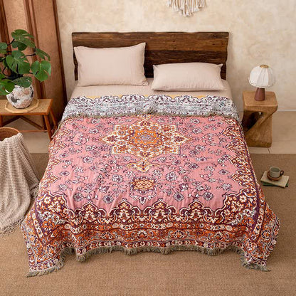 Coperta con nappe in cotone floreale vintage - image 3