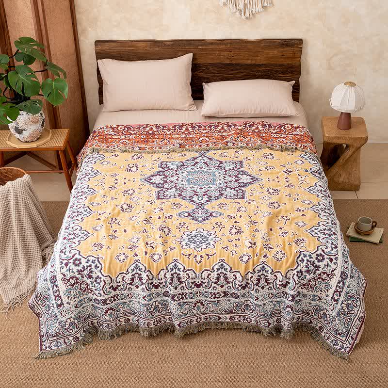 Coperta con nappe in cotone floreale vintage - image 4