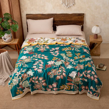 Coperta in puro cotone con motivo floreale vibrante - image 4