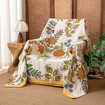 Coperta in puro cotone con motivo floreale vibrante - 230cm x 250cm - image 0