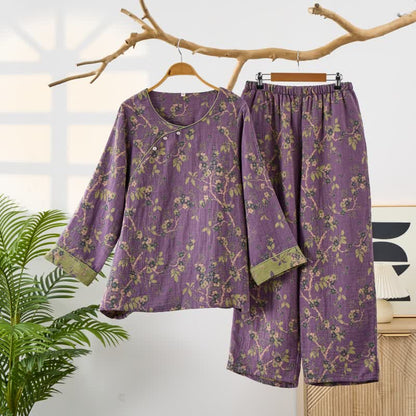 Completo da casa in puro cotone vintage Jacquard - image 2