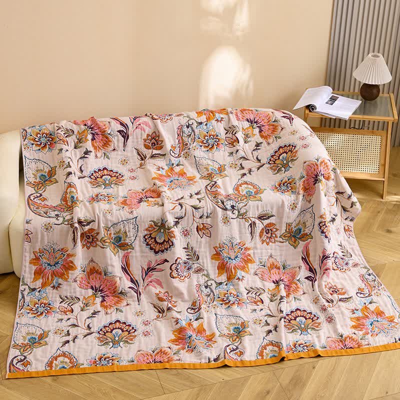 Coperta in puro cotone con motivo floreale in fiore - 230cm x 250cm - image 0