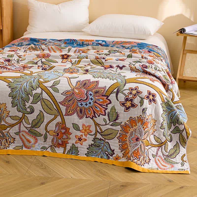 Coperta trapuntata in puro cotone con motivo floreale retrò - image 2