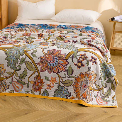 Coperta trapuntata in puro cotone con motivo floreale retrò - image 2