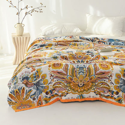 Coperta trapuntata in puro cotone con motivo floreale tropicale - image 2