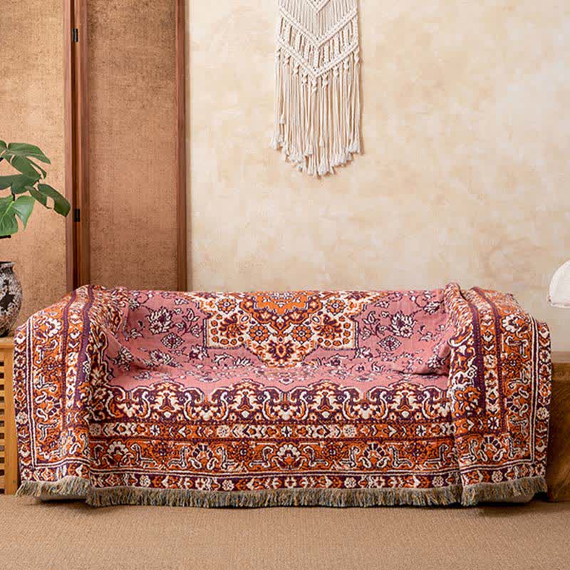 Coperta con nappe in cotone floreale vintage - image 1