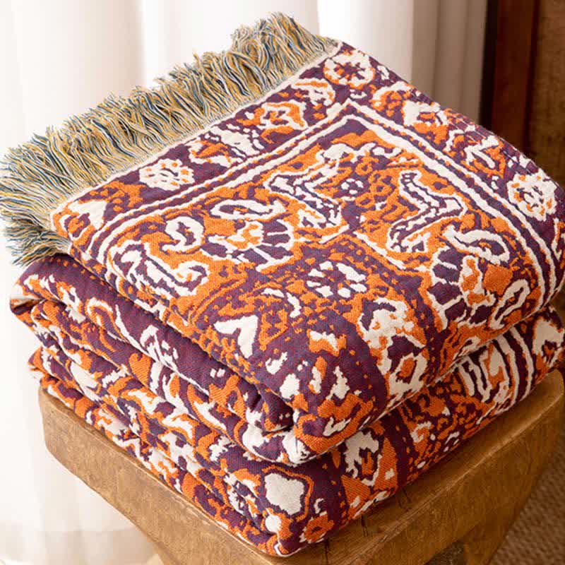 Coperta con nappe in cotone floreale vintage - image 2