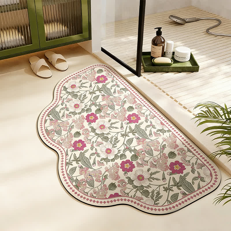 Tappetino da bagno vintage floreale in fango diatomeico - Trapezio - 60cm x 90cm - image 2