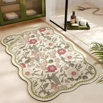 Tappetino da bagno vintage floreale in fango diatomeico - Rettangolo - 60cm x 90cm - image 0