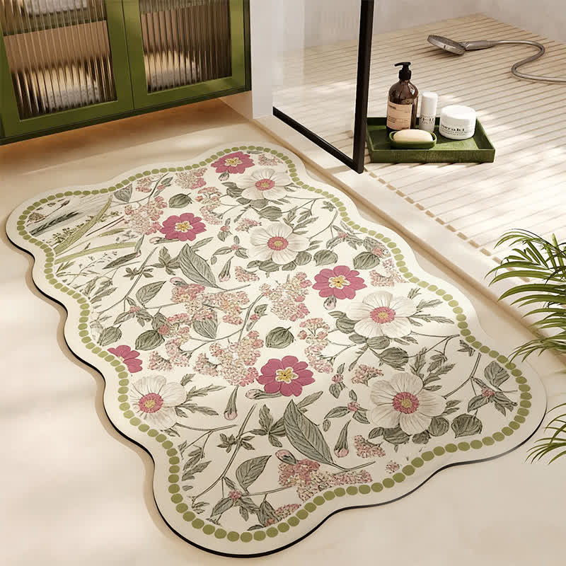 Tappetino da bagno vintage floreale in fango diatomeico - Rettangolo - 60cm x 90cm - image 0