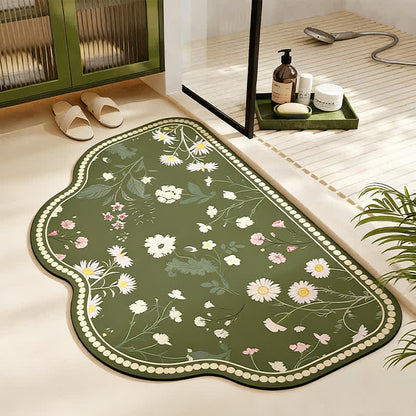 Tappetino da bagno vintage in fango diatomeo con fiori selvatici - Trapezio - 60cm x 90cm - image 2
