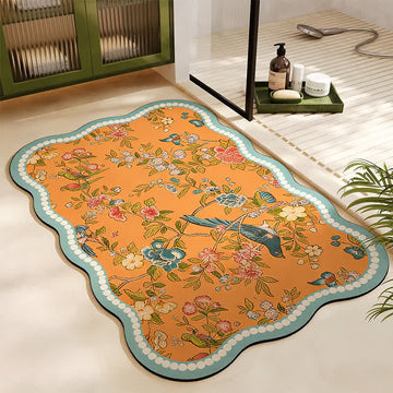 Tappetino da bagno con motivo floreale orientale e diatomea - Rettangolo - 60cm x 90cm - image 0