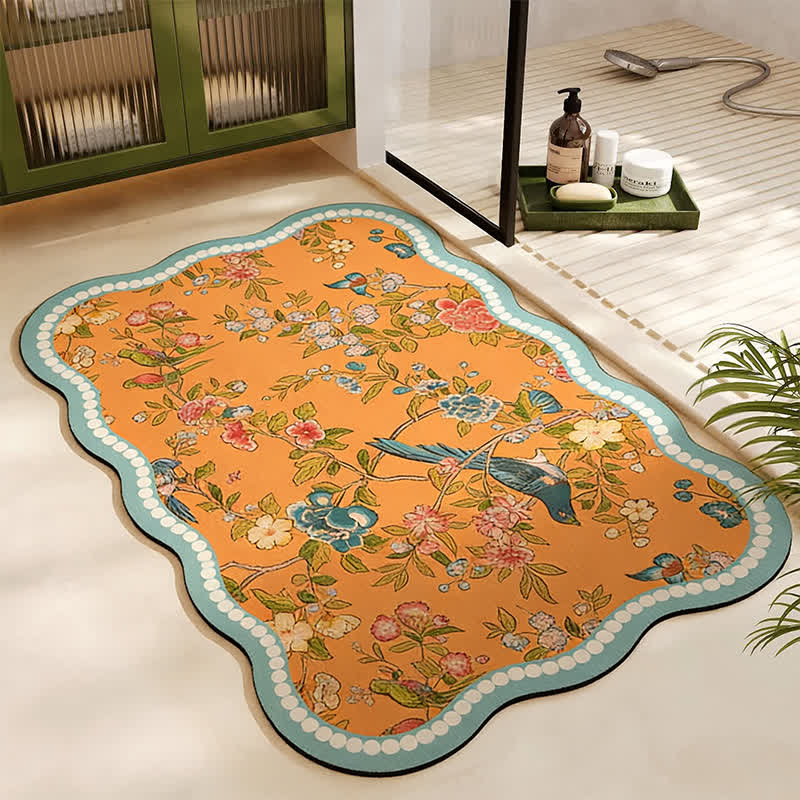 Tappetino da bagno con motivo floreale orientale e diatomea - Rettangolo - 60cm x 90cm - image 0