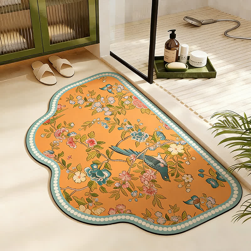 Tappetino da bagno con motivo floreale orientale e diatomea - Trapezio - 60cm x 90cm - image 2