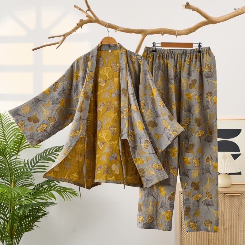 Completo da salotto in kimono di garza di cotone Ginkgo - image 1