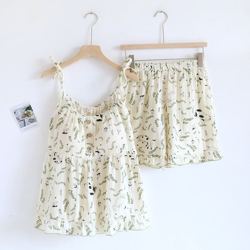 Pigiama senza maniche in puro cotone Cat & Leaf - Beige - XL - image 2