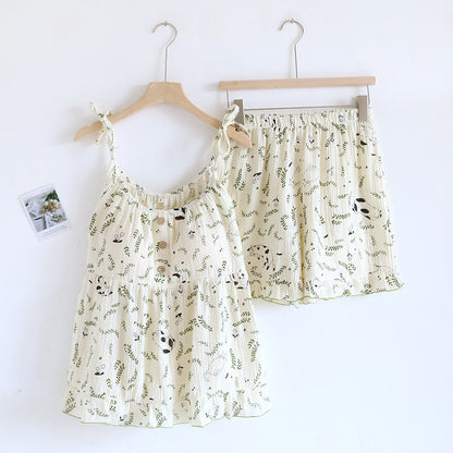 Pigiama senza maniche in puro cotone Cat & Leaf - Beige - XL - image 2