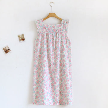 Camicia da notte romantica in cotone con stampa floreale rosa - Rosa - XL - image 0