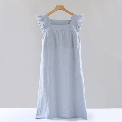 Camicia da notte in cotone con maniche a sbuffo a quadretti - Blu - XL - image 10