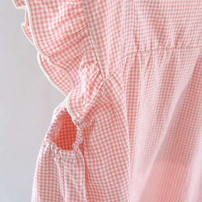 Camicia da notte in cotone con maniche a sbuffo a quadretti - image 5