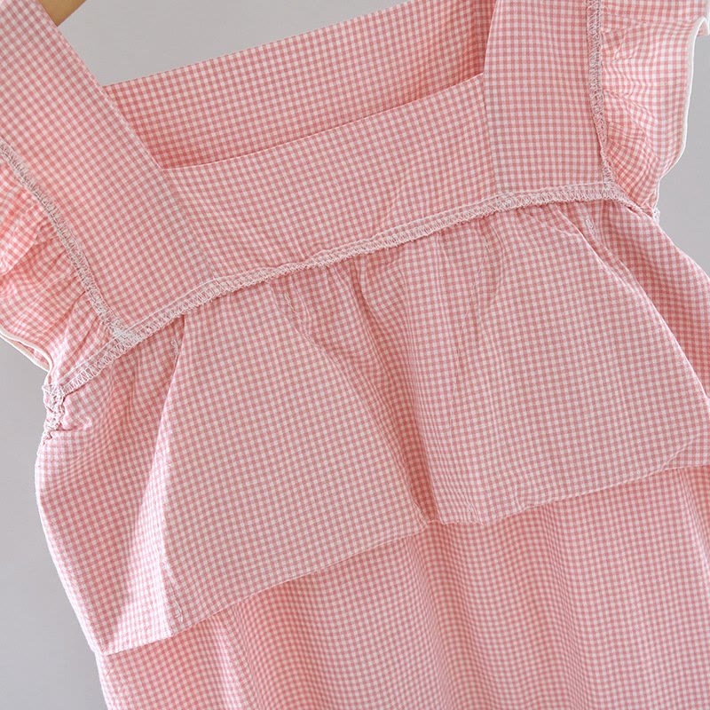 Camicia da notte in cotone con maniche a sbuffo a quadretti - image 6