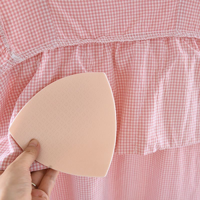 Camicia da notte in cotone con maniche a sbuffo a quadretti - image 7