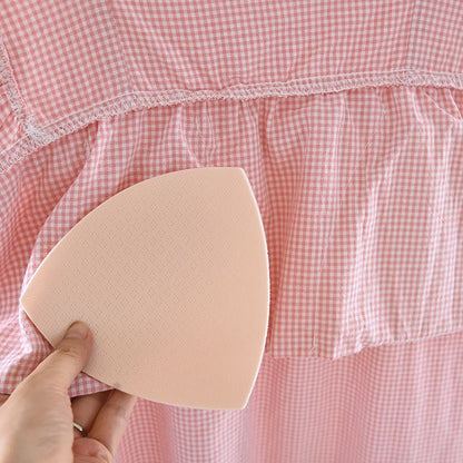 Camicia da notte in cotone con maniche a sbuffo a quadretti - image 7