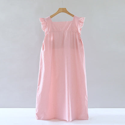 Camicia da notte in cotone con maniche a sbuffo a quadretti - image 1