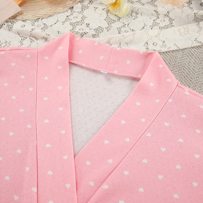Pigiama in maglia con volant e stampa a cuore - image 10